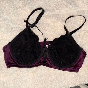 Torrid Black and Purple Lace Bra